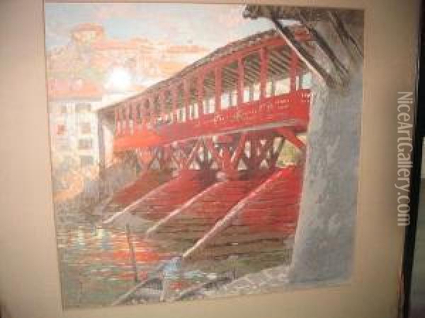 Bassano Bridge Oil Painting - Charles Hodge Mackie