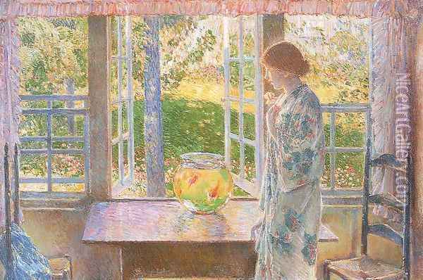 The Goldfish Window 1916 Oil Painting - Childe Hassam