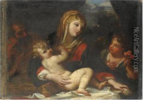 Sacra Famiglia Con San Giovannino Oil Painting - Giacinto Calandrucci
