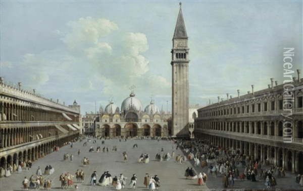 The Piazza San Marco, Venice Oil Painting - Giovanni Battista Cimaroli