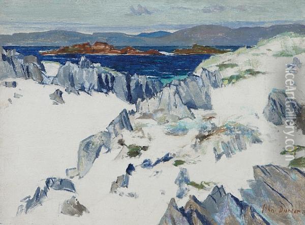 Rocks Iona Oil Painting - John Mckirdy Duncan
