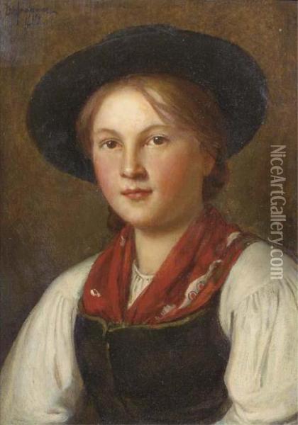 Tiroler Dirndl Oil Painting - Franz Von Defregger