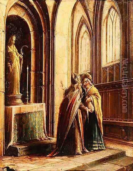 Two Figures in a Church Oil Painting - Hendrick van, the Younger Steenwyck