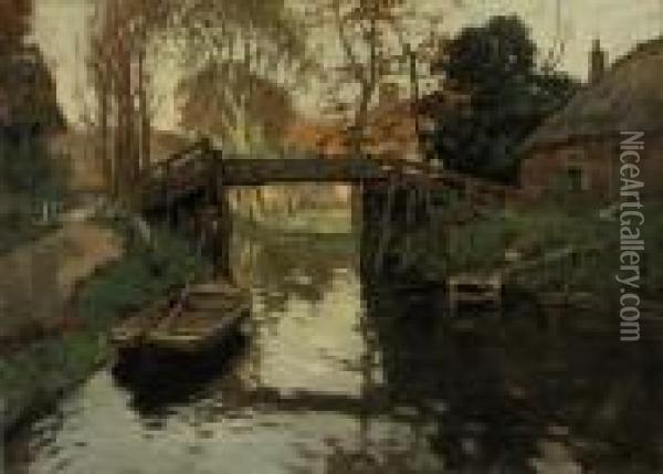 Canal In Summer, Giethoorn Oil Painting - Bernard, Ben Viegers