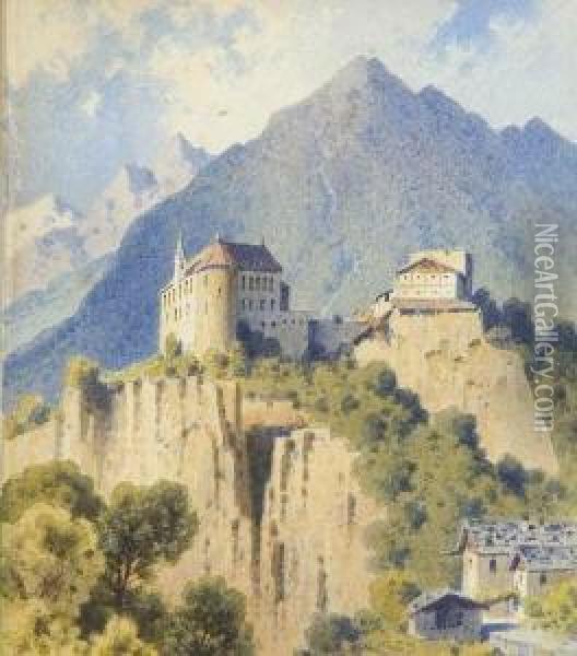 Blick Auf Schloss Tirol. Oil Painting - Wilhelm Anton Maria Settari