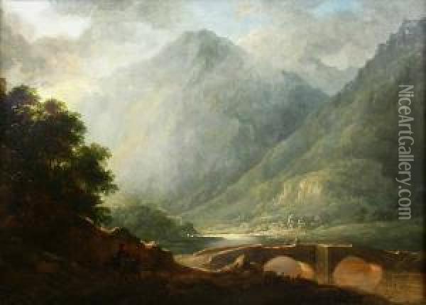 Pont Aberglaslyn Oil Painting - Benjamin Barker Of Bath