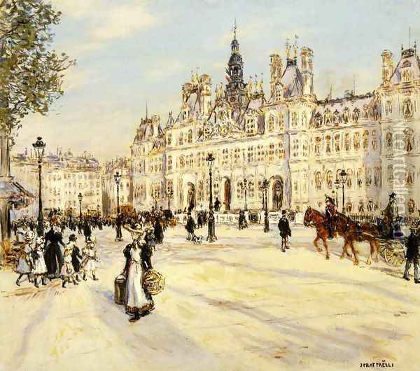 The Hotel De Ville De Paris Oil Painting - Jean-Francois Raffaelli