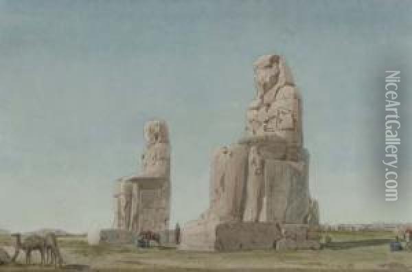 The Colossi At Memnon, Thebes Oil Painting - Richard Phene Spiers