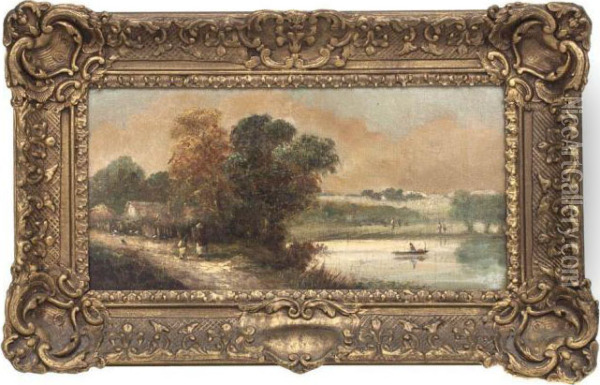 Lake Scene Oil Painting - James Edwin Meadows