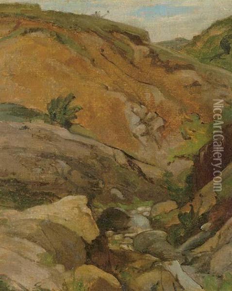 Rochers Avec Petit Ruisseau Oil Painting - Barthelemy Menn