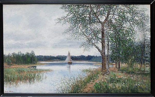 Motiv Fran Waddo Kanal Oil Painting - Johan Severin Nilsson