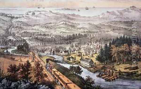 Railroad Through to the Pacific, published by Currier and Ives, 1870 Oil Painting - Frances Flora Bond (Fanny) Palmer