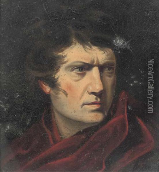 Portrait Of Napoleon, Bust-length In A Red Cloak Oil Painting - Eugene Delacroix
