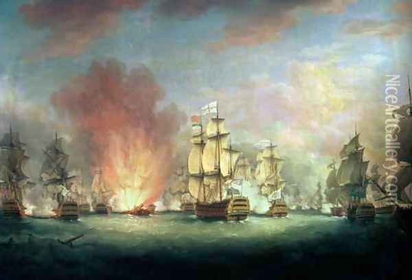 The Moonlight Battle The Battle off Cape St Vincent, 16th January 1780 Oil Painting - Richard Paton