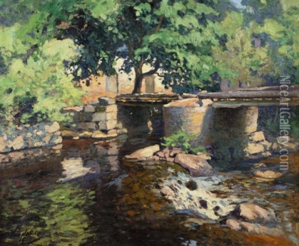 Le Pont De La Folie, Ete, Crozant, 1916 Oil Painting - Paul Madeline