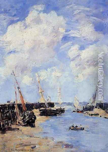 Trouville, the Jettys, Low Tide III Oil Painting - Eugene Boudin