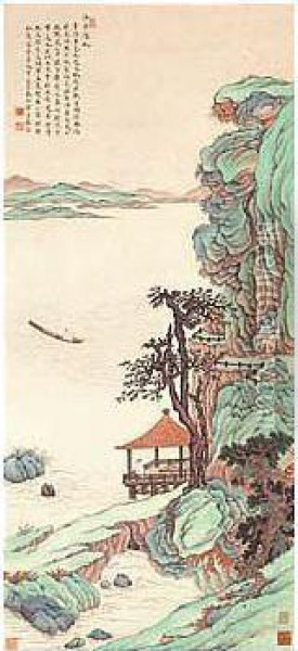 Admiring Riverside Scenery Oil Painting - Qin Gan