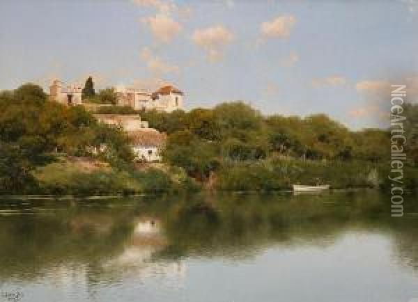 Tranquil River, Alcala Oil Painting - Emilio Sanchez-Perrier
