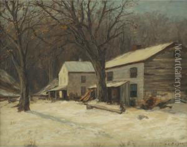 Winter Scene Oil Painting - James C. Magee