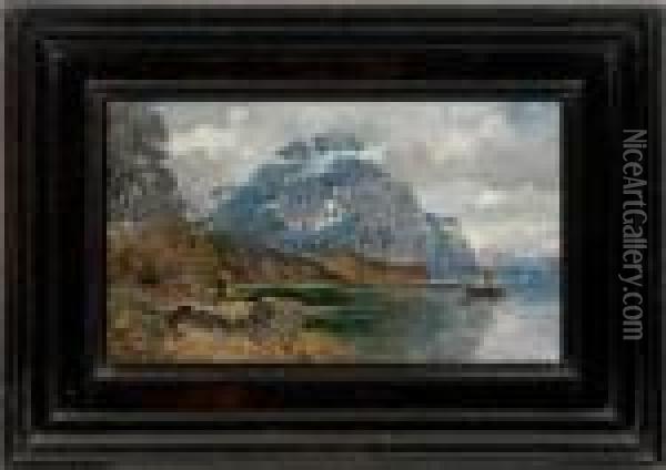 Am Trondjenfjord(trondheimfjord) In Norwegen Oil Painting - Themistocles Von Eckenbrecher