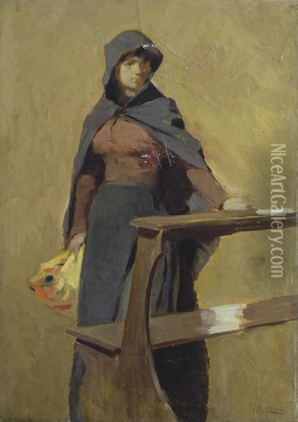 Figura Di Donna Oil Painting - Tito Giovanni Lessi