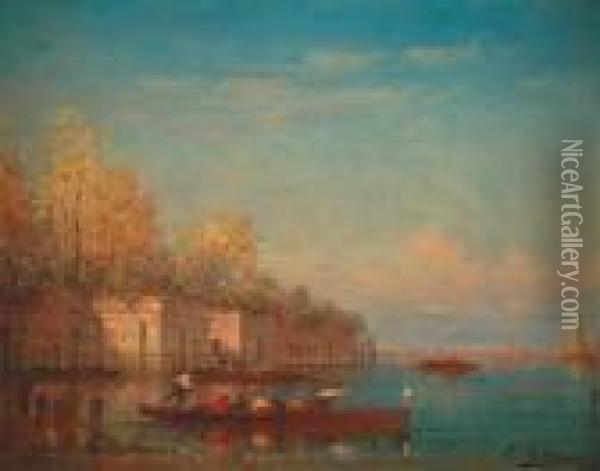 Vue Des Jardins Francais A Venise Oil Painting - Charles Clement Calderon