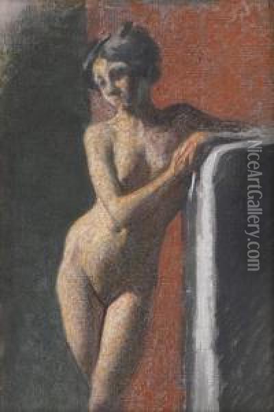 Nudo Femminile In Piedi Oil Painting - Angelo Morbelli