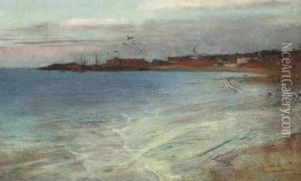 Looking Towards North Berwick, East Lothian From The West, The Bass Rock In The Distance Oil Painting - James Elder Christie
