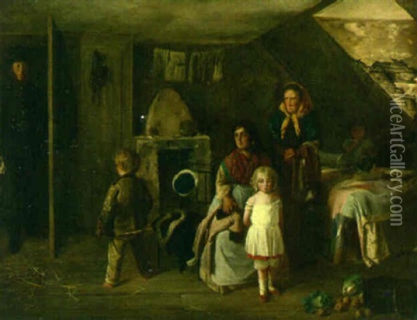 The Man Of The House Oil Painting - Charles Hunt the Younger