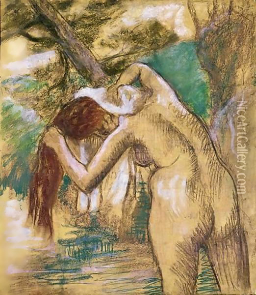 Baigneuse Au Bord De L'Eau Oil Painting - Edgar Degas