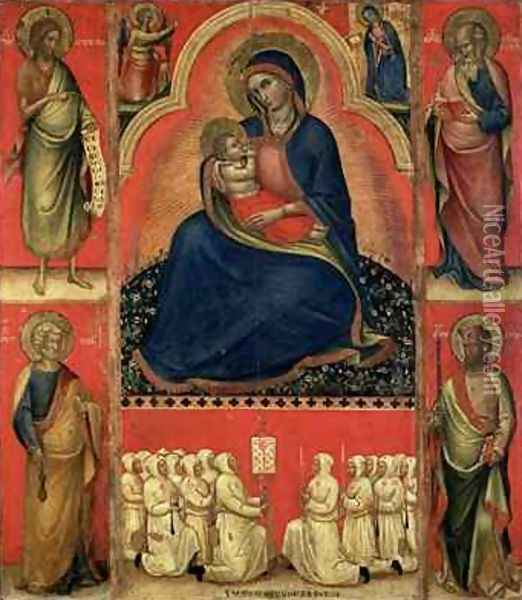 Madonna dellUmilta with saints and members of the Scuola di San Giovanni Evangelista Oil Painting - Bologna Giovanni da