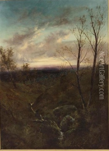 Sunset Oil Painting - Alexander Helwig Wyant