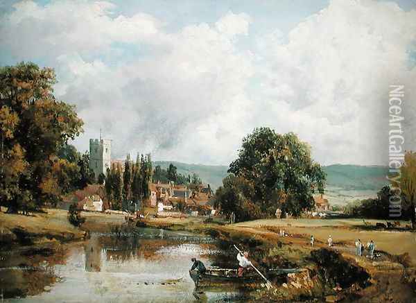 Aylesford, Kent, from the River Medway Oil Painting - Frederick Waters Watts