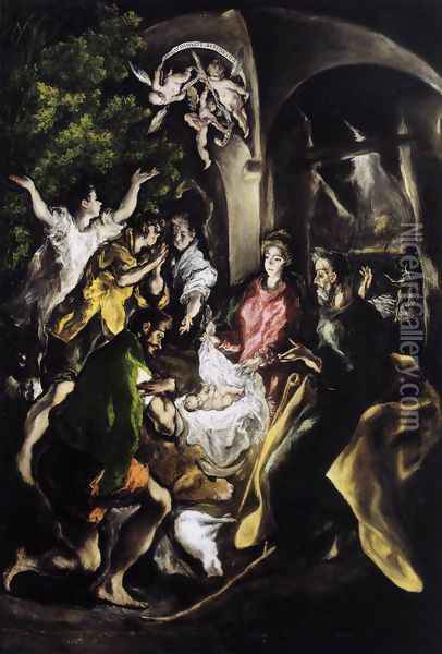 The Adoration of the Shepherds c. 1610 Oil Painting - El Greco (Domenikos Theotokopoulos)