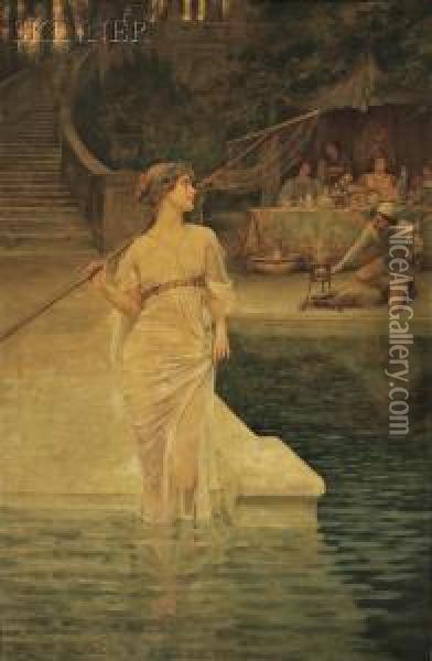 View Of Maidservant Before A Feast Oil Painting - William A. Breakspeare