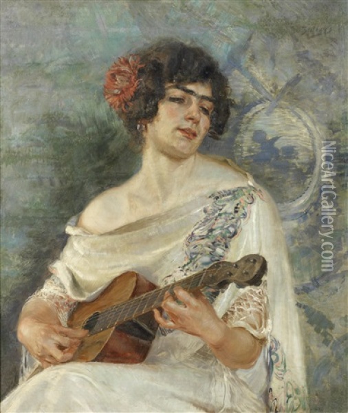 Flamenca Oil Painting - Ignacio Zuloaga Y Zabaleta