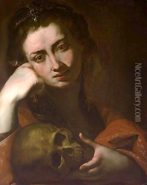 The Penitent Magdalen or Vanitas Oil Painting - Jusepe de Ribera