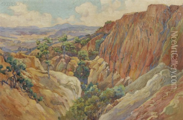 The Painted Gorge At Torrey Pines (no. 853) Oil Painting - Charles Arthur Fries