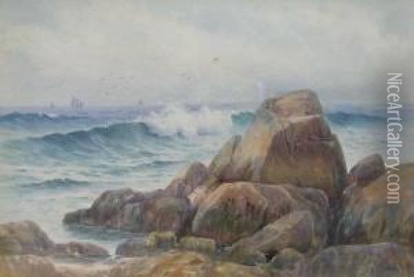 Rocky Shore Oil Painting - John A. Cook