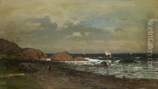 Pa Stranden Oil Painting - Axel Wilhelm Nordgren