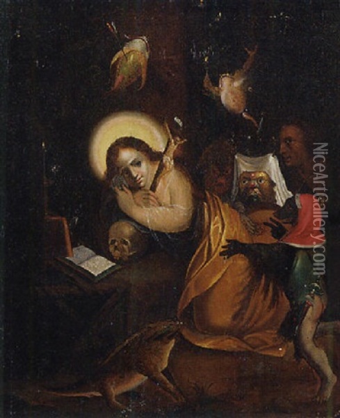 The Penitent Magdalene Tormented By Demons Oil Painting - David Ryckaert III