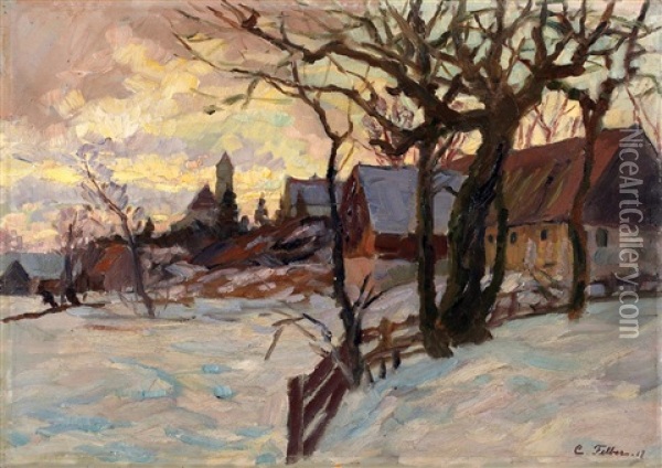 Winter In Dachau Oil Painting - Carl Friedrich Felber