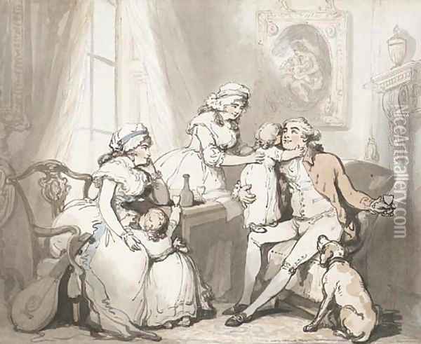 The Happy Family or The Married Man Oil Painting - Thomas Rowlandson