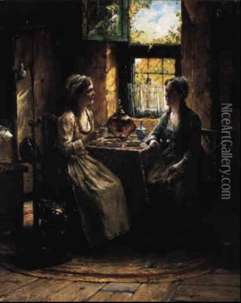 The Country Tea Oil Painting - Edward Antoon Portielje
