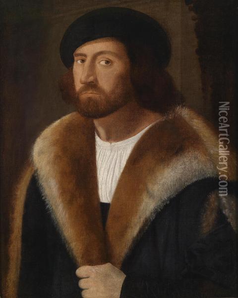 Portrait Of A Gentleman In A Beret Oil Painting - Giovanni De' Busi Cariani