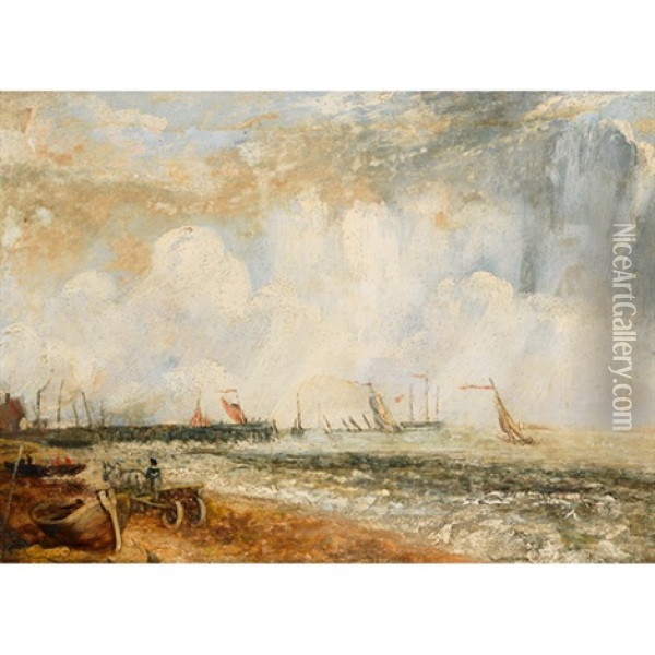 Yarmouth Jetty (after John Constable) Oil Painting - George Hilditch