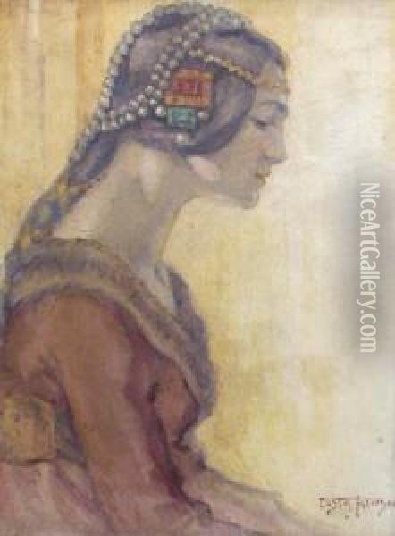 Woman Profile Oil Painting - Costin Petrescu-Dragoe