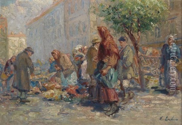Markttag Oil Painting - Erno Erb