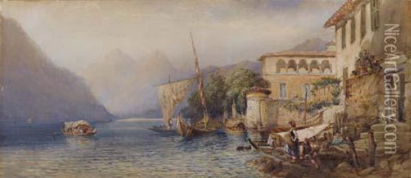 Sulzano, Lago D'iseo Oil Painting - David Hall McKewan