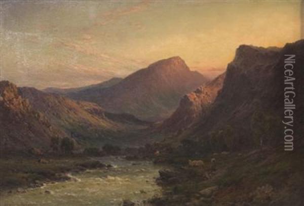 Ben Ledi At Sunset, Callander, N.b Oil Painting - Alfred de Breanski